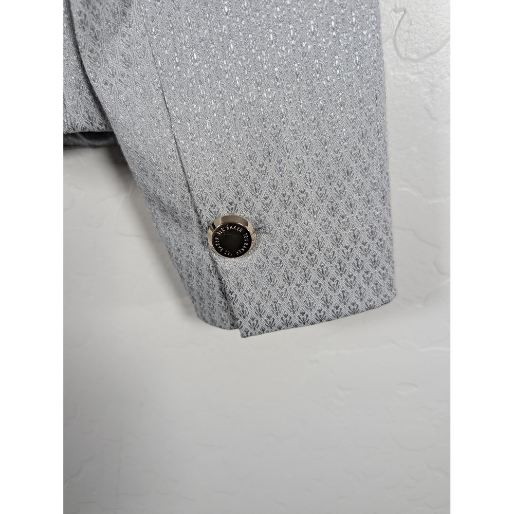 Ted Baker Blazer Suit Jacket Womens 3 Pale Blue Peplum Textured Jacquard Lined‎ - Picture 9 of 16